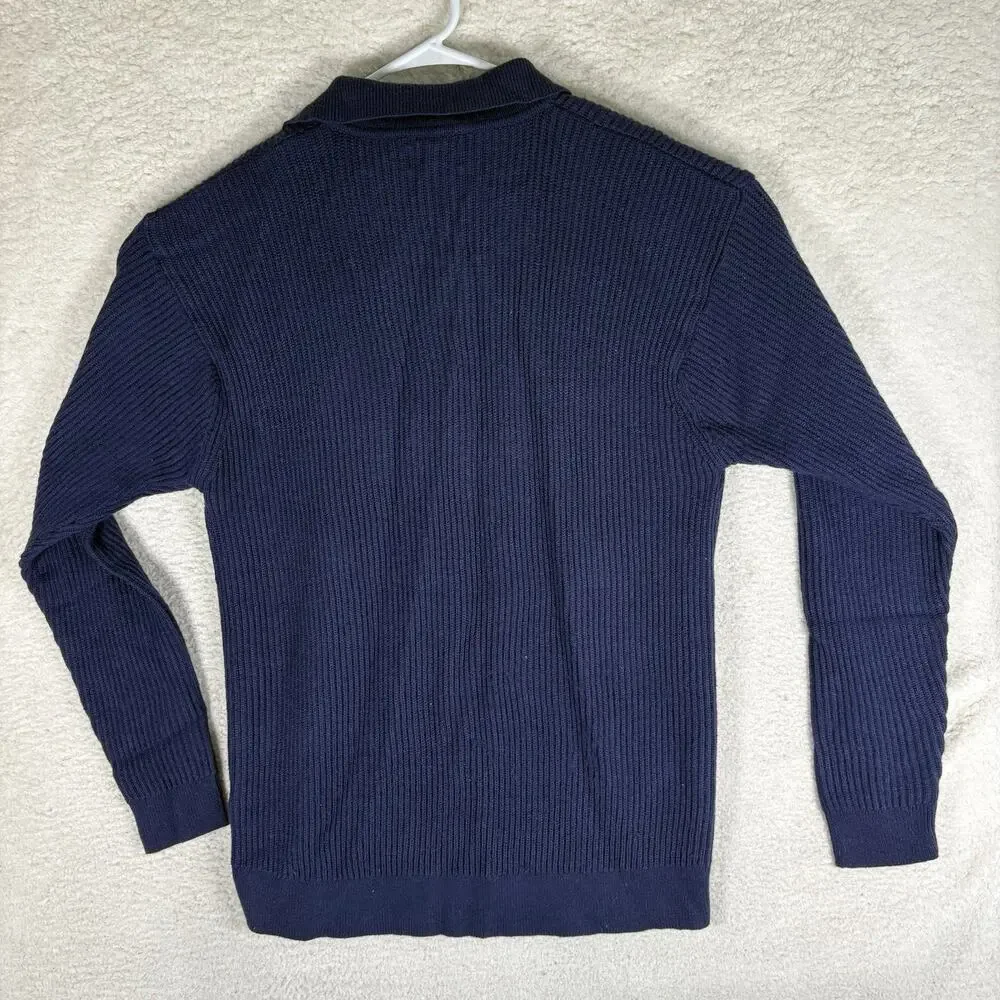 Vintage Haband Lions Den Sweater Mens XL Blue Ribbed Wool Blend Corduory Henley